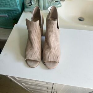 Cole Haan Beige Perforated Peep-Toe Heels